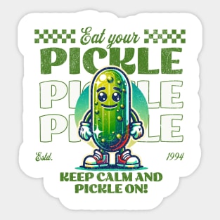 Funny Vegetarian Pickle Lover Keep Calm and Pickle-On Men Sticker